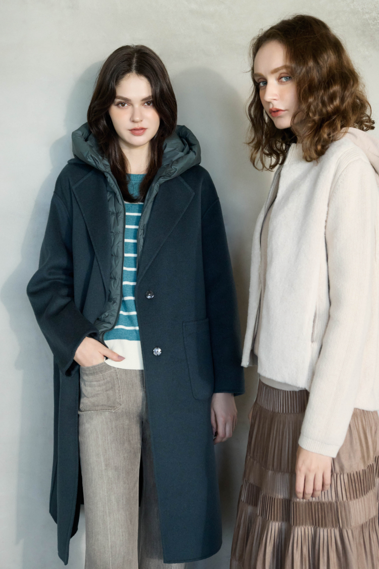 JOAN仿皮草拼接針織外套