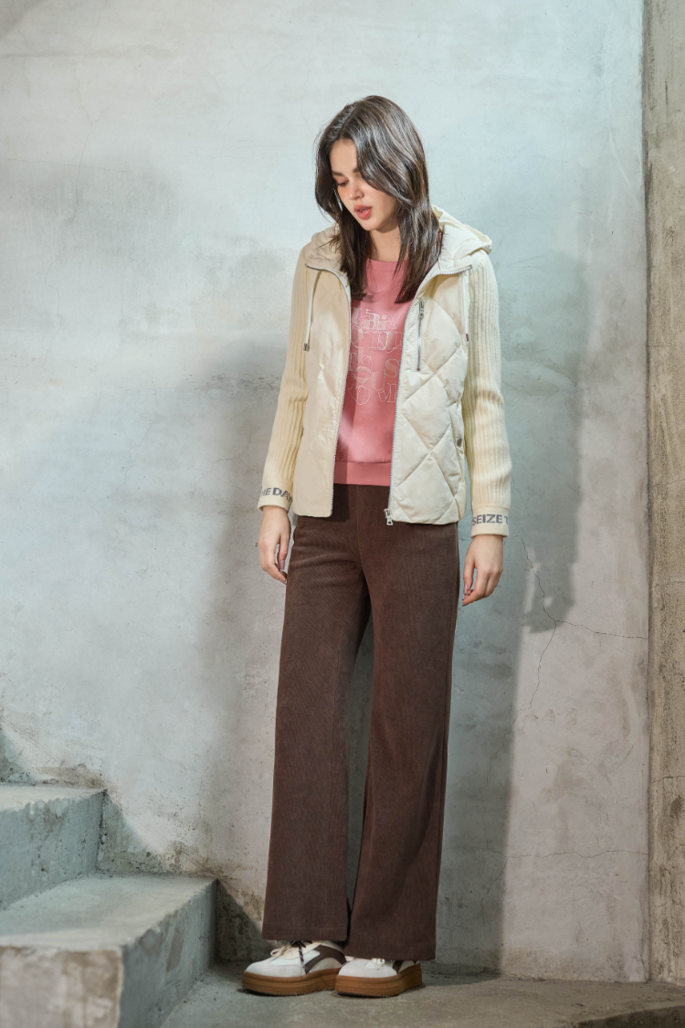 JOAN針織拼接輕量羽絨連帽外套