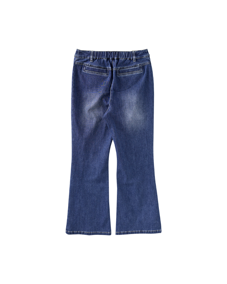 JOAN金屬鍊裝飾微喇叭牛仔褲