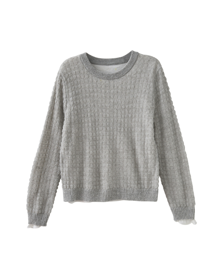 JOAN立體紋理原領針織上衣