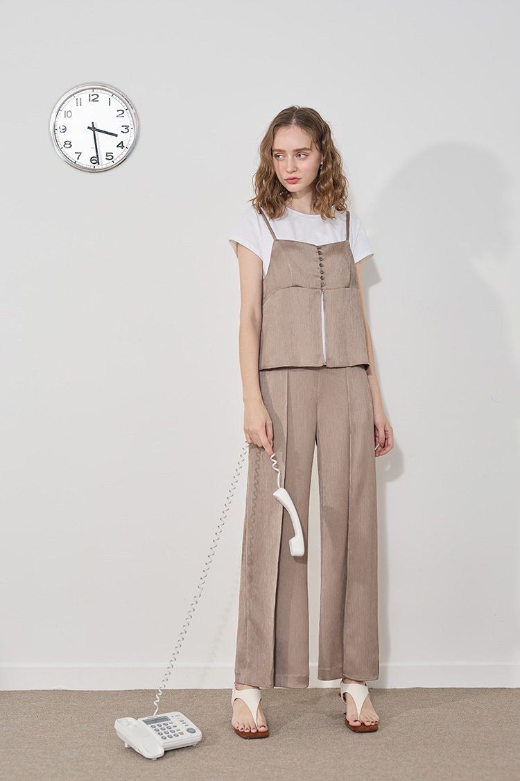 DE NOVO肌理光澤中線寬褲