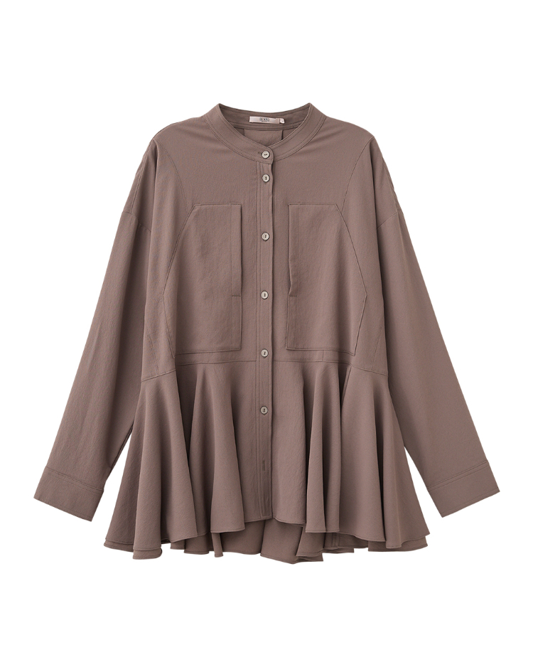 DENOVO優雅大口袋散擺襯衫上衣