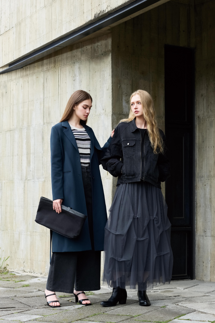 DENOVO腰綁帶職裝俐落直寬褲