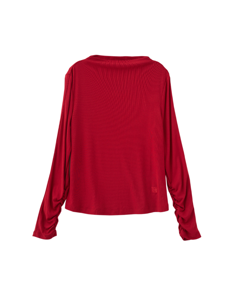 DENOVO柔滑親膚皺褶設計彈性上衣