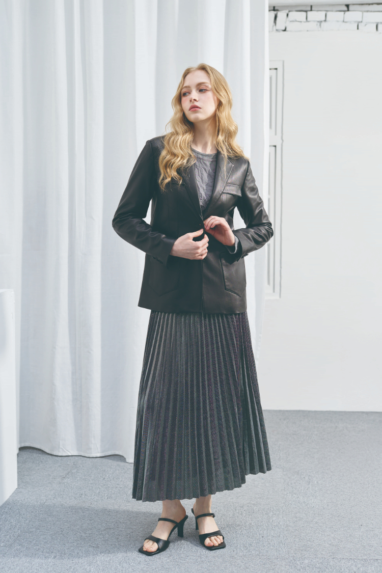 DENOVO透膚皺褶兩件式層次上衣