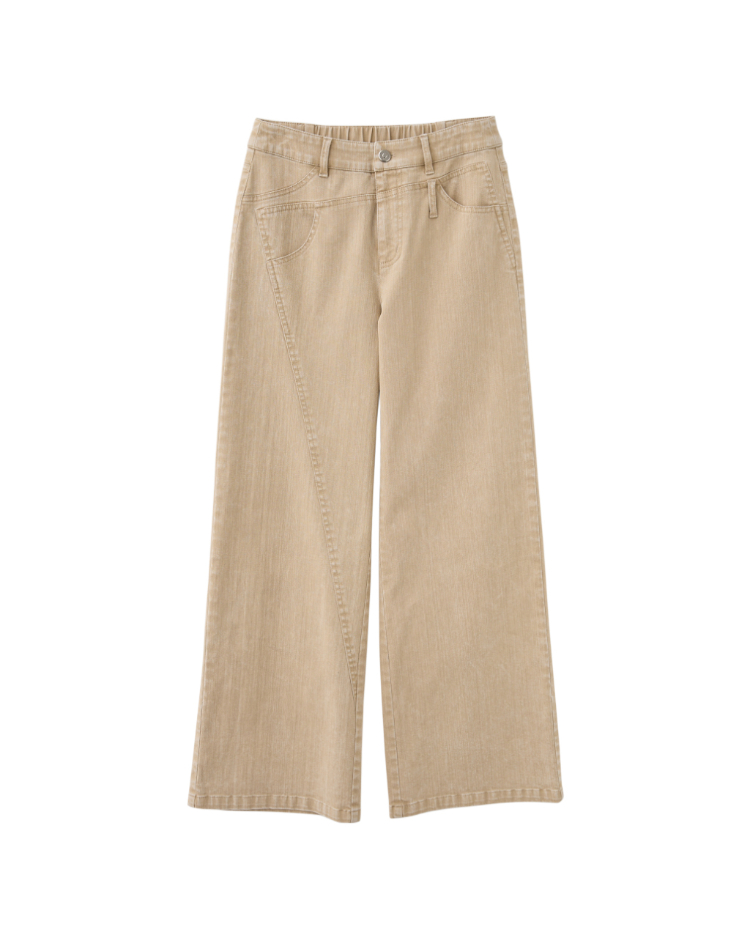 DENOVO斜切剪裁休閒直寬褲