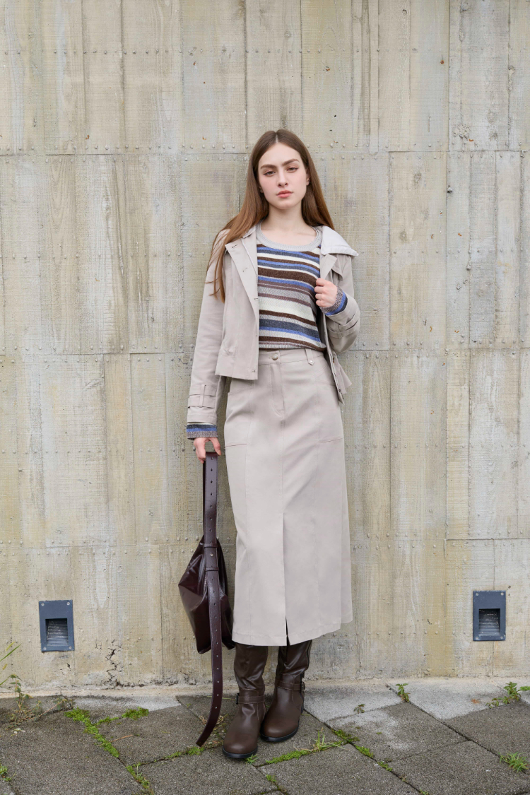 DENOVO連帽短版風衣外套