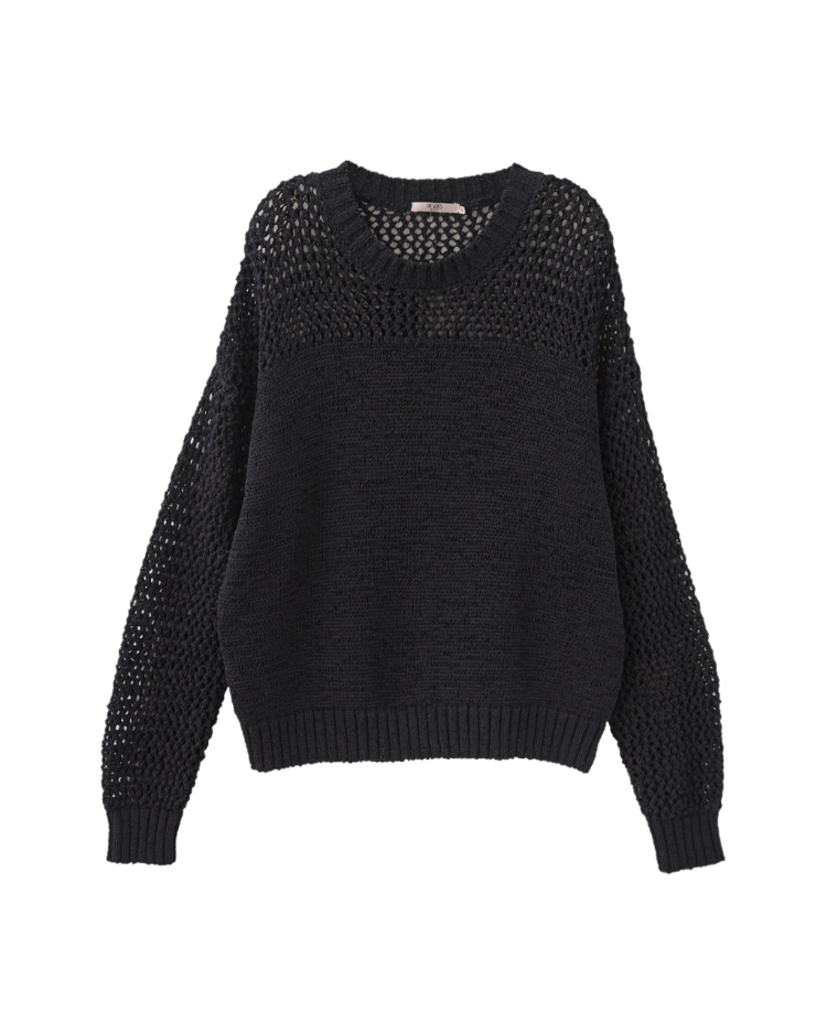 DENOVO粗針簍空寬鬆針織毛衣