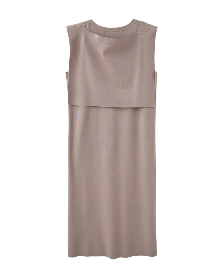 DENOVOV領針織排釦洋裝(附針織披肩)