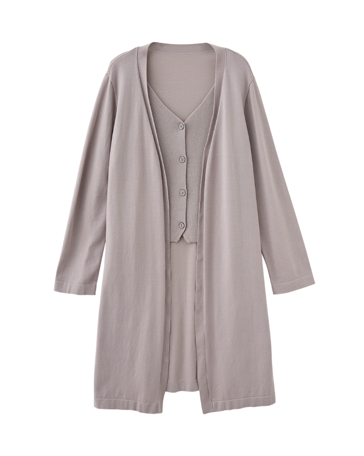 DENOVO假兩件長版針織上衣